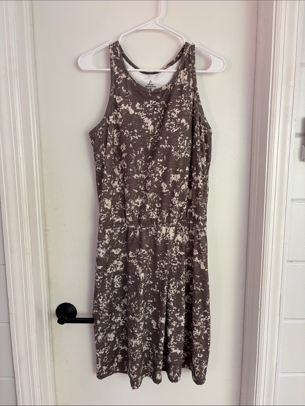 Prana Taupe & Cream Printed Midi Tank Dress